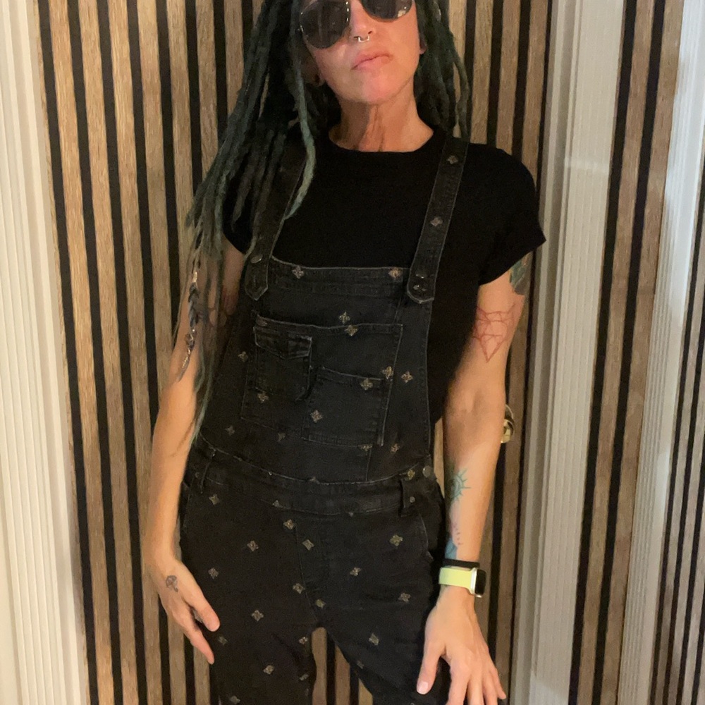 Free People embroidered Black Overalls for Women